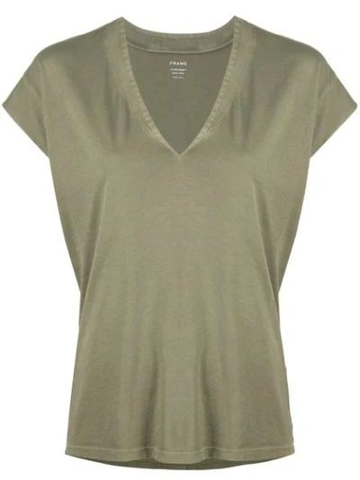 Shop Frame Le Mid Rise V Tee In Green