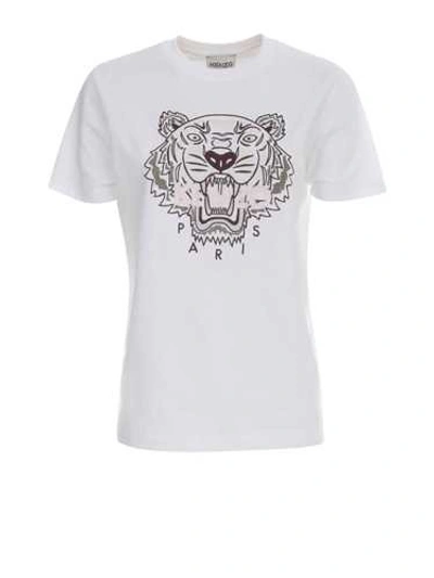 Shop Kenzo White T-shirt 'tiger' Embroidered