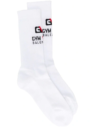 Shop Balenciaga Cotton Logo Gym Socks In White