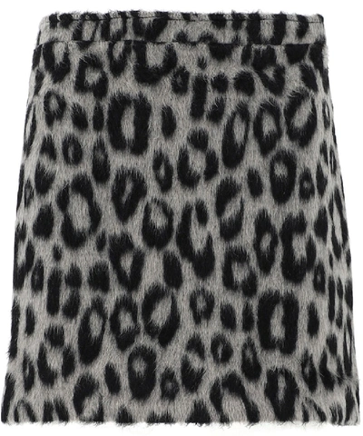 Shop Andamane Leopard Polyester Skirt In Grey