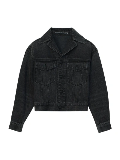 Shop Alexander Wang Grey Aged Denim Jacket