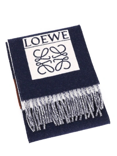 Shop Loewe Blue Wool Scarf