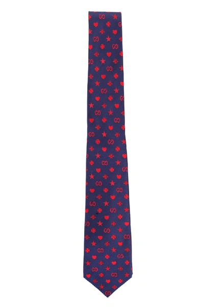 Shop Gucci Blue/red Silk Tie
