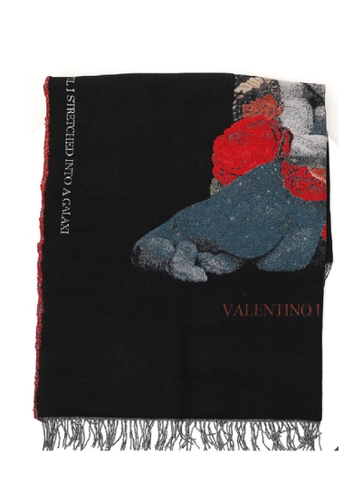 Shop Valentino Black Wool Scarf