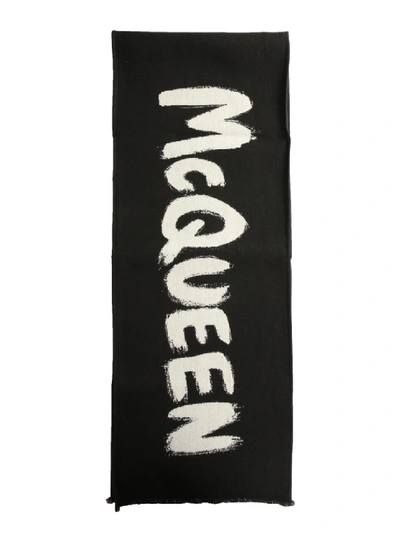 Shop Alexander Mcqueen Black Wool Scarf