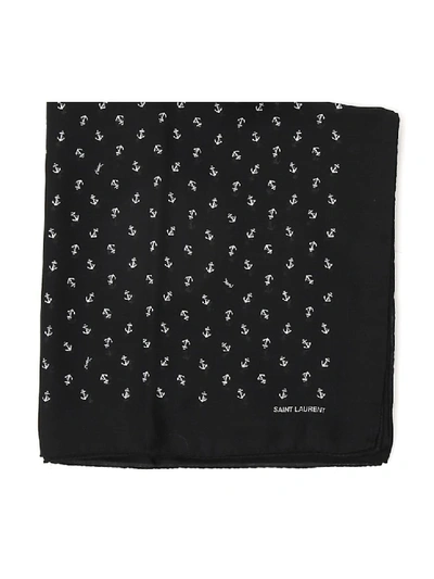 Shop Saint Laurent White/black Wool Scarf