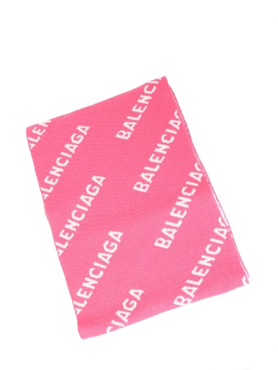 Shop Balenciaga Pink Wool Scarf