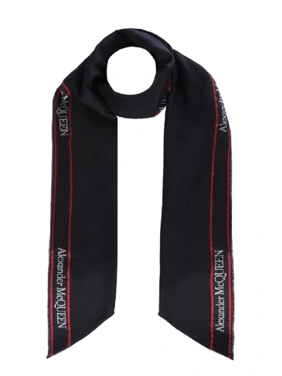 Shop Alexander Mcqueen Beige Wool Scarf In Black