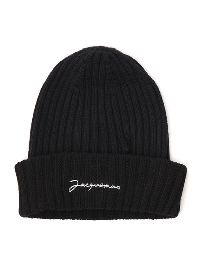 Shop Jacquemus Le Bonnet Black Cotton Hat