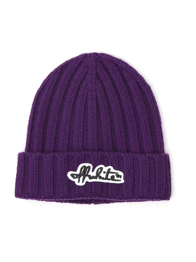 Shop Off-white Purple Wool Hat