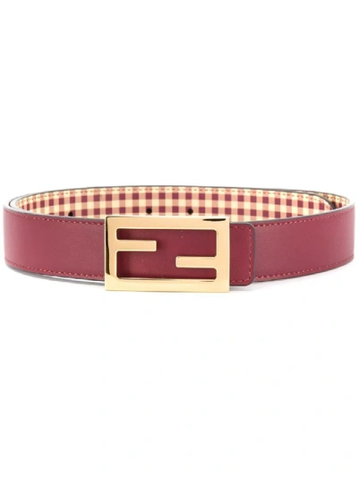 Shop Fendi Red Leather Classic Logo Belt