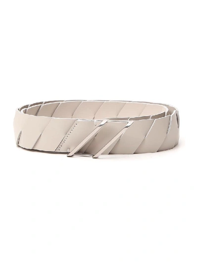 Shop Bottega Veneta White Leather Belt