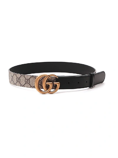 Shop Gucci Beige/black Leather Belt