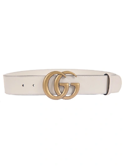 Shop Gucci Gg White Leather Belt