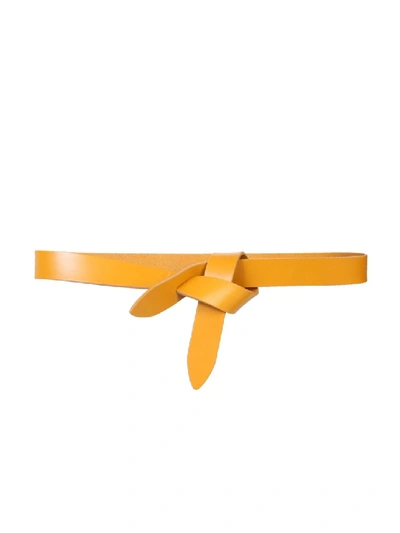 Shop Isabel Marant Lecce Beige Leather Belt In Yellow