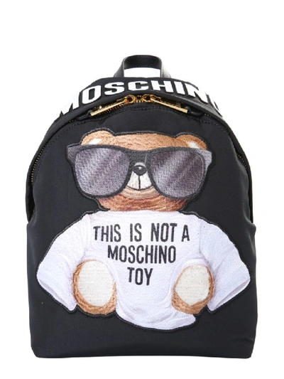 Shop Moschino Black Polyester Backpack