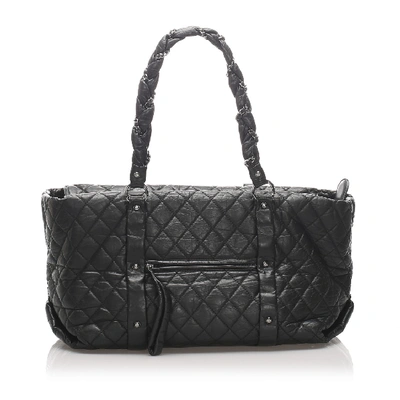Pre-owned Chanel Quilted Lady Braid Tote In Black
