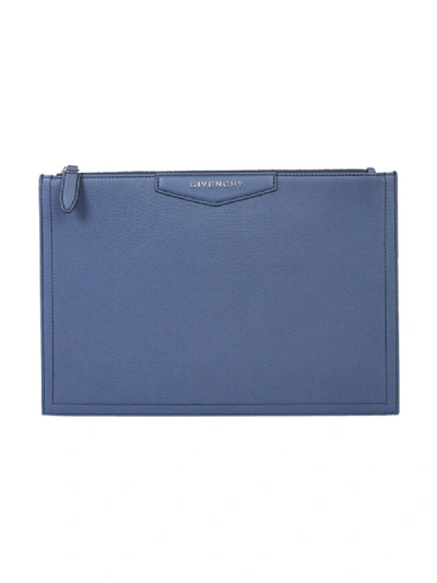 Shop Givenchy Antigona Blue Leather Clutch