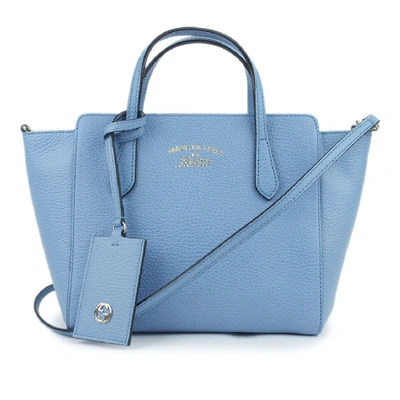 Shop Gucci Swing Leather Satchel In Blue