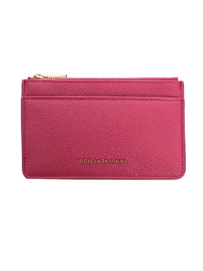 Shop Dolce & Gabbana Fuchsia Leather Card Holder In Pink