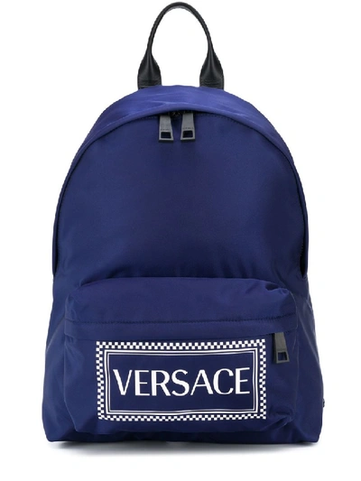 Shop Versace Blue Polyester Backpack