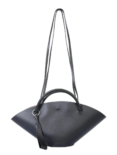 Shop Jil Sander Sombrero Small Black Leather Tote In Grey