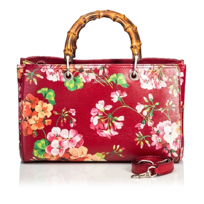 Shop Gucci Blooms Bamboo Shopper In Red