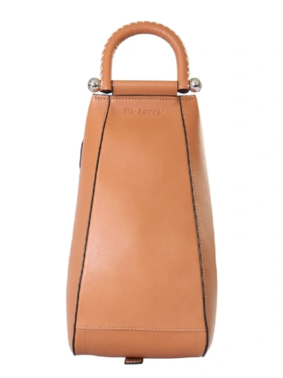 Shop Jw Anderson Wedge Small Beige Leather Handbag In Brown