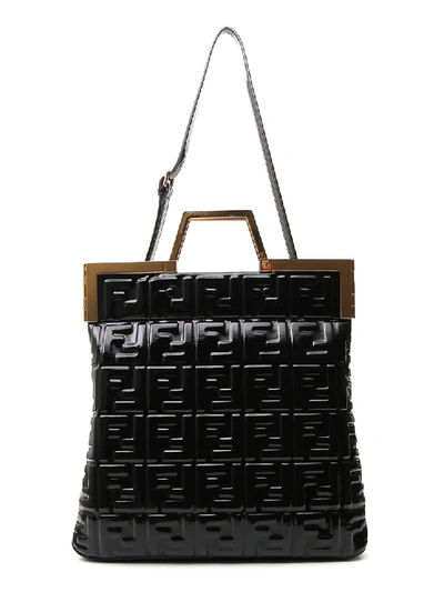 Shop Fendi Black Patent Leather Shoulder Bag
