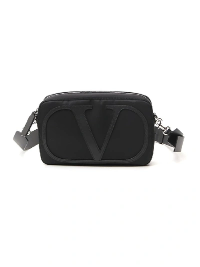Shop Valentino Black Nylon Messenger Bag