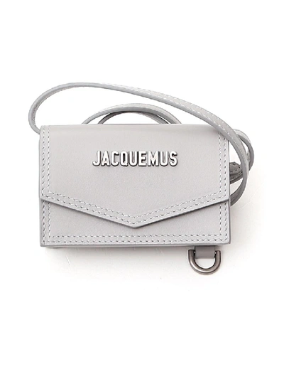 Shop Jacquemus Le Port Azur Grey Leather Clutch In White