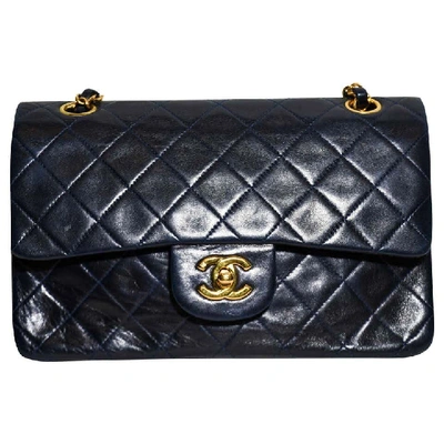 Pre-owned Chanel Navy Blue Small Flap Bag With Gold Tone Hardware