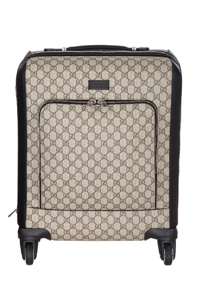 Shop Gucci Gg Supreme Beige Fabric Trolley In Grey