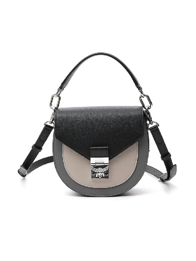 Shop Mcm Grey Leather Shoulder Bag
