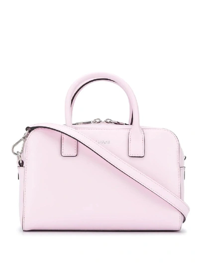 Shop Ganni Leather Top Handle Bag In Pink