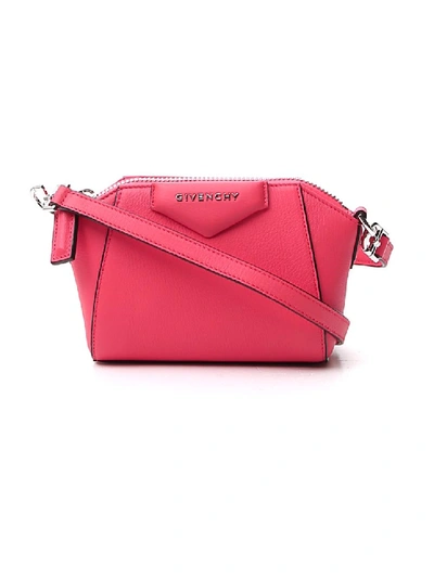 Shop Givenchy Antigona Nano Red Leather Shoulder Bag