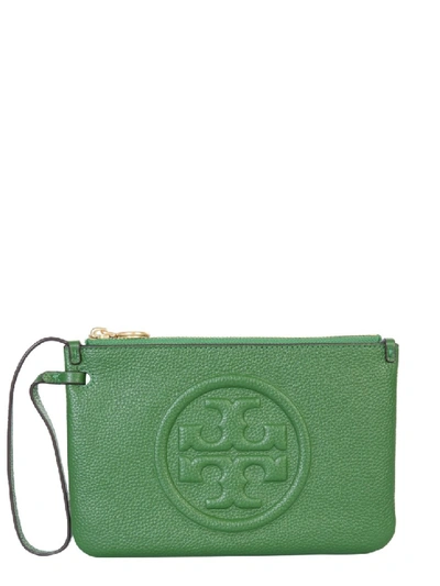 Shop Tory Burch Perry Bombs Green Leather Clutch