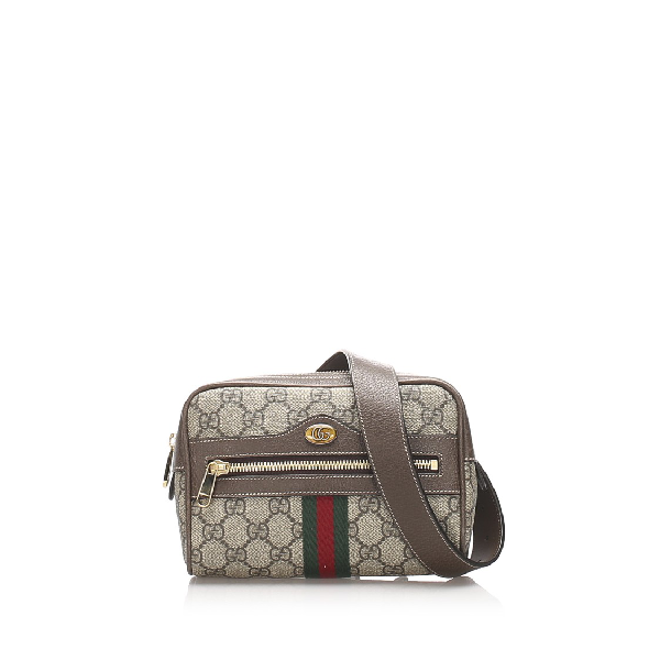 Gucci Gg Supreme Web Ophidia Belt Bag In Brown | ModeSens