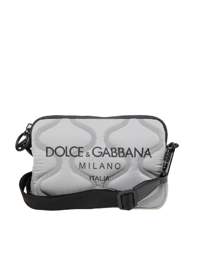 Shop Dolce & Gabbana Grey Fabric Messenger Bag In White