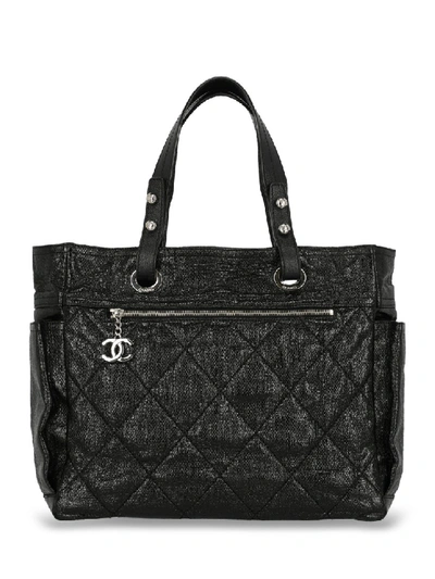 Pre-owned Chanel Quilted Leather Tote Bag In Black