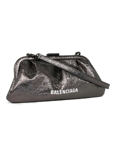 Shop Balenciaga Cloud Xs Silver Leather Clutch