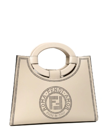 Shop Fendi Runaway White Leather Handbag In Neutrals