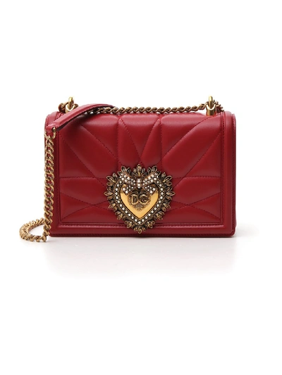 Shop Dolce & Gabbana Devotion Red Leather Shoulder Bag