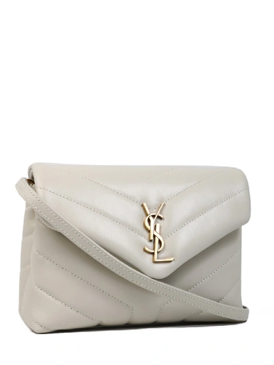 Shop Saint Laurent Loulou Toy White Leather Shoulder Bag