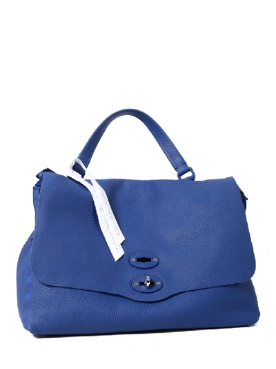 Shop Zanellato Postina M Pura Blue Leather Handbag
