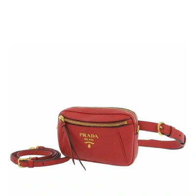Shop Prada Vitello Daino Belt Bag In Red