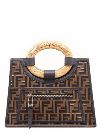 Shop Fendi Runaway Brown/black Leather Handbag