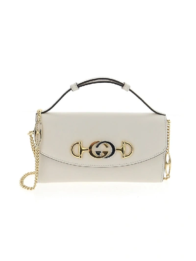 Shop Gucci Zumi White Leather Shoulder Bag