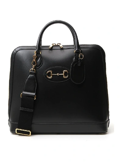 Shop Gucci 1955 Horsebit Black Leather Travel Bag