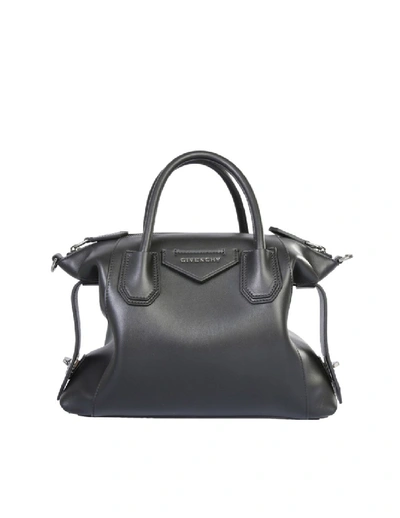 Shop Givenchy Soft Antigona Black Leather Shoulder Bag